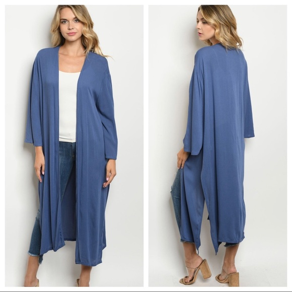 audrey Tops - AUDREY rayon steel blue kimono